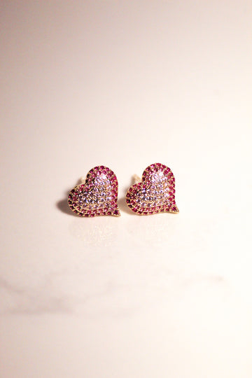 QUEEN OF HEARTS STUD EARRINGS- PINK OMBRÉ